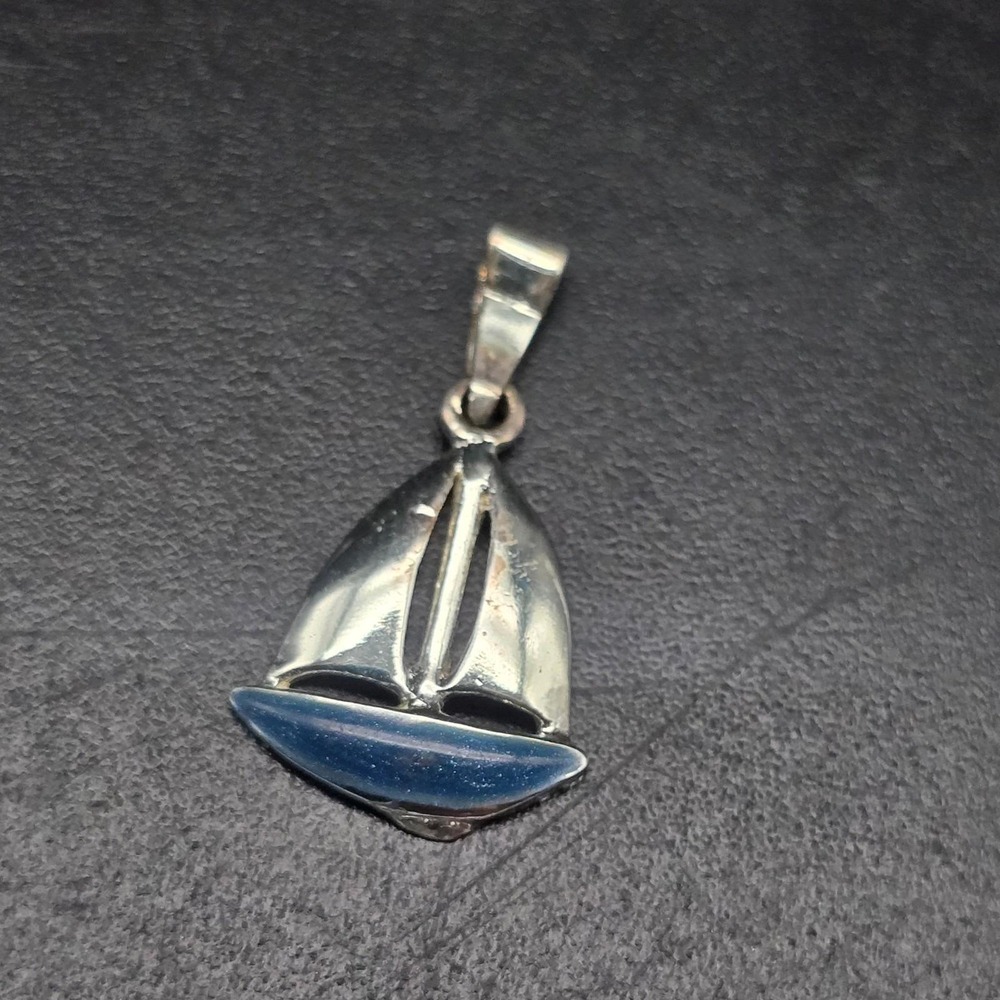 Sterling Silver Sail Boat Charm Pendant 925